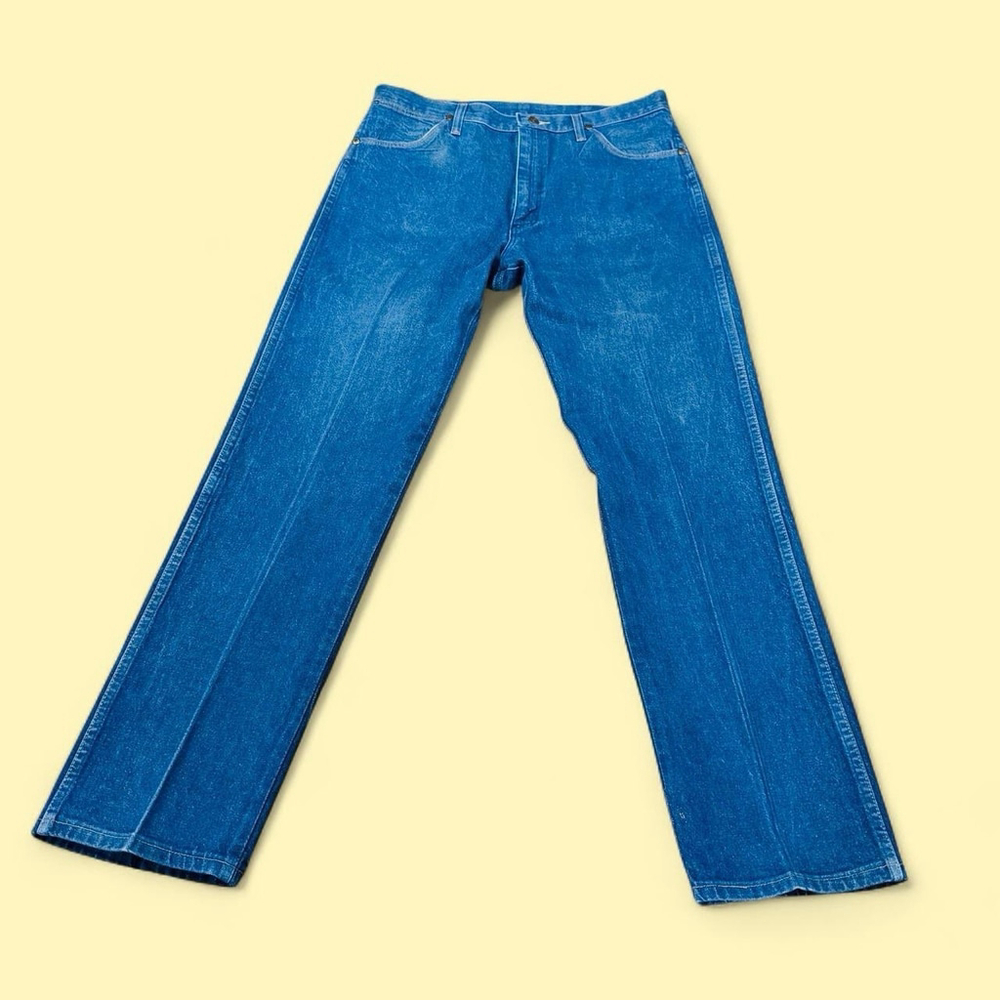 Vintage Wrangler Jeans 36x33 Made In USA Blue Denim Straight Leg Western Cowboy